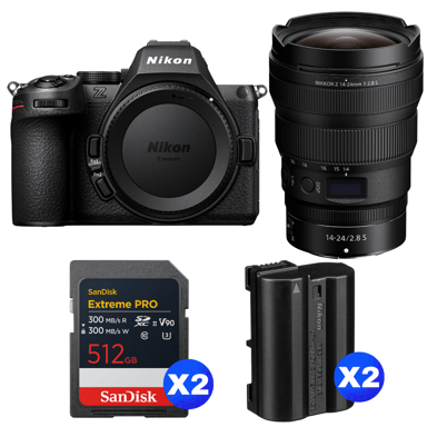 Cámara híbrida Nikon Z5 II + 14-24mm f/2.8 S + 2 SanDisk 512GB Extreme PRO UHS-II + 2 Nikon EN-EL15c + Ebook ''20 consejos para fotos que impactan''
