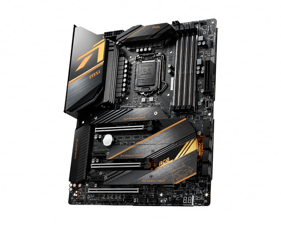 MSI MEG Z490 ACE Carte mère ATX Socket LGA1200 Z490 Chipset USB C Gen2 USB 3.2 Gen 1 USB 3.2 Gen 2 USB C Gen 2x2 Gigabit LAN 2.5 Gigabit LAN Bluetooth Wi Fi audio HD 8... - vue 3