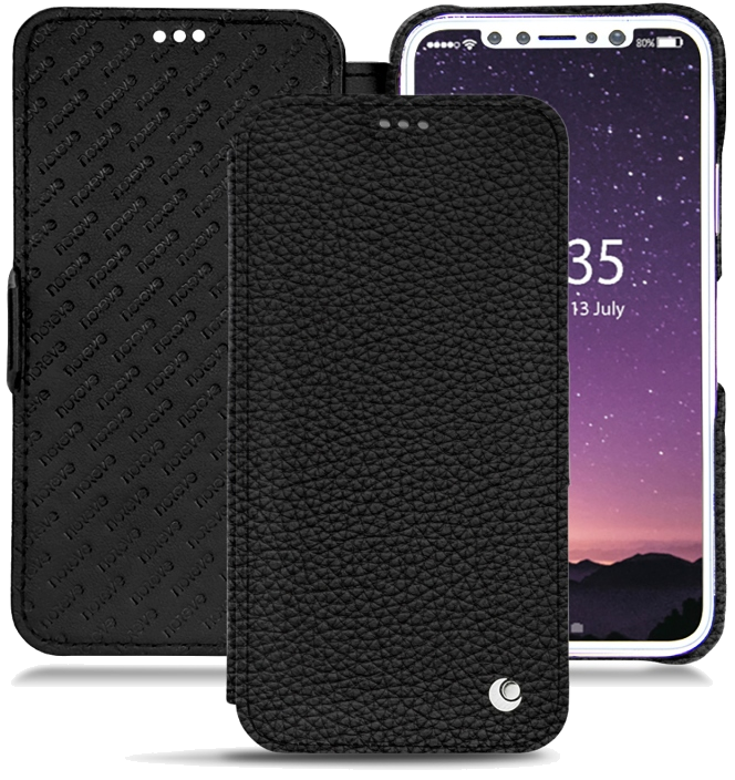 Housse cuir Apple iPhone X - Rabat horizontalNoir