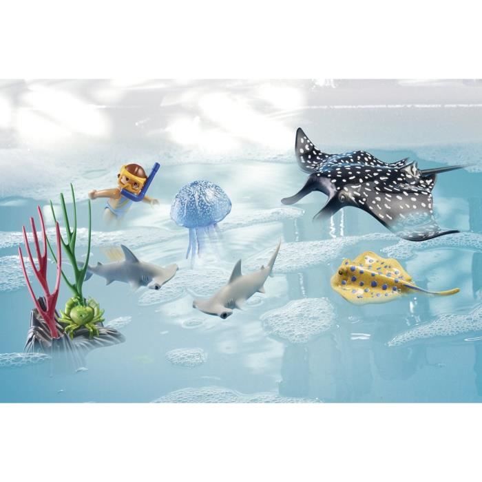 Playmobil 71623 Bateau de Surveillance des récifs coralliens Wiltopia Comprend Trois Personnages Un Catamaran avec Toit Solaire des Animaux Ainsi Que des Accessoires Dès - vue 5