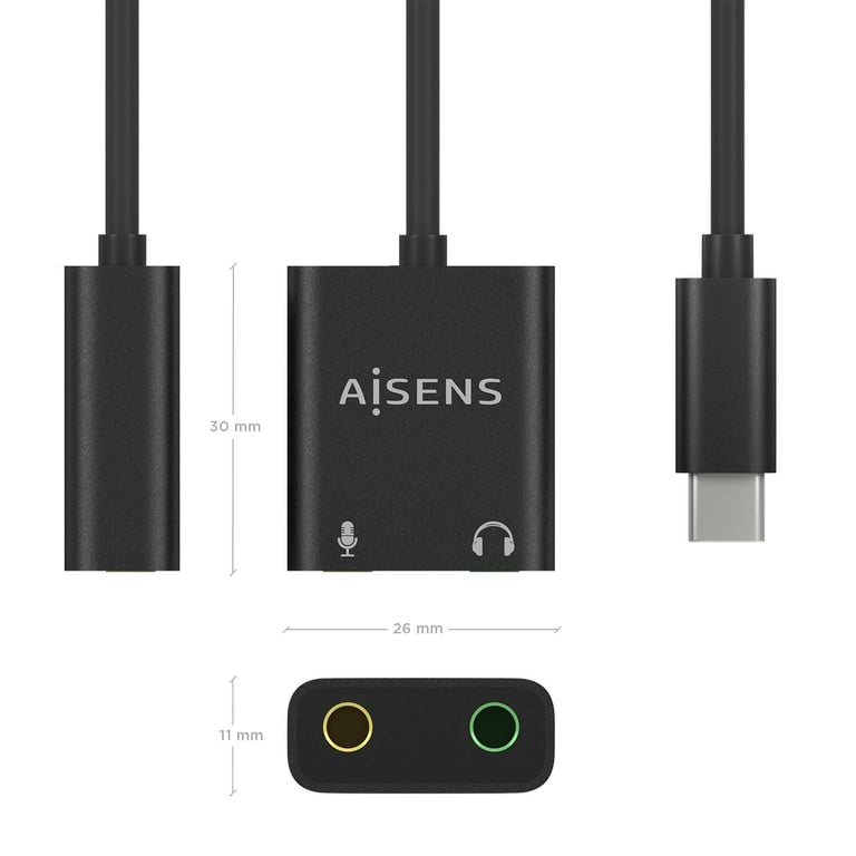 AISENS A109 0767 changeur de genre de câble USB C 2x 3.5 mm Neuf - vue 3