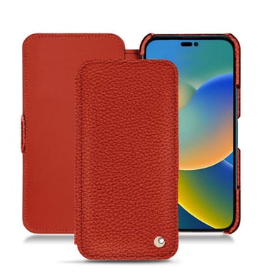 Housse cuir Apple iPhone 14 - Rabat horizontal - Orange - Cuir grainé