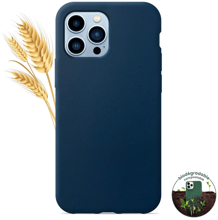 Coque silicone unie compatible Biodégradable Bleu Apple iPhone 13 Pro