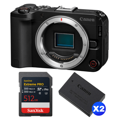 Appareil photo hybride Canon EOS R50 V + 1 SanDisk 512GB Extreme PRO UHS-II + 2 Canon LP-E17 + Ebook ''20 astuces pour des images qui claquent''