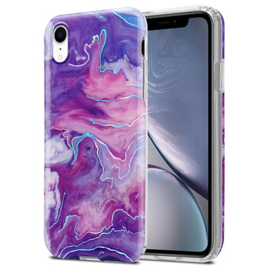 Coque pour Apple iPhone XR en Marbre Violet Rose No. 19 Housse de protection Étui en silicone TPU avec motif mosaïque