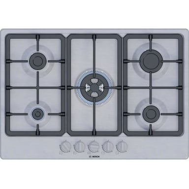 Table de cuisson a gaz - BOSCH Série 4 - 5 foyers - 52 x 75 x 4,5 cm - PGQ7B5K90 - Inox