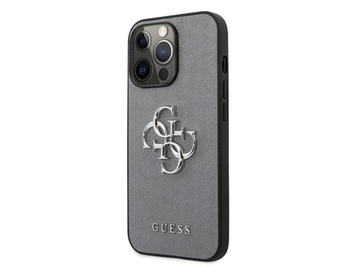 Guess Funda para Apple iPhone 13 Pro PU Saffiano 4G Gris