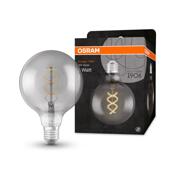 OSRAM Ampoule LED globe Ed.1906 filament spiral smoke E27 Ø125 mm 140 lm - vue 3