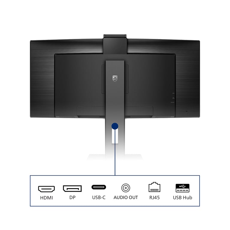 Philips 346P1CRH00 34inch USB C Docking Display 3440x1440 Curved VA 5ms GtG Has USB CDP in+OutHDMI RJ45 USB HUB Speakers VESA - vue 4