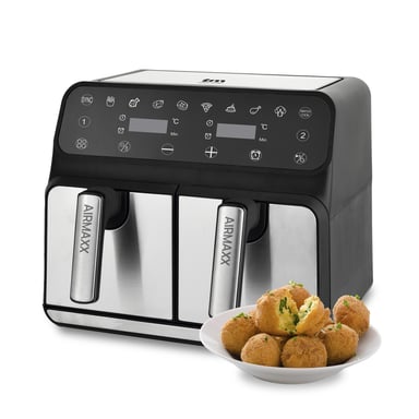 TM Electron TMPFR 200 friteuse Double 8 L Autonome 1700 W Friteuse d'air chaud Noir, Acier inoxydable