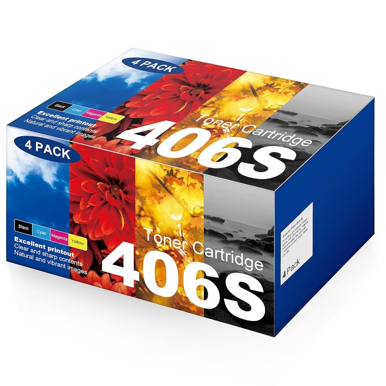 CLT CLT P406C Cartouches de Toner Compatible pour CLT P406C CLT pour C460W CLX 3305 CLX 33300 CLX CLX 3305 C410W C460FW Cyan Jaune 4 Pack Neuf - vue 2