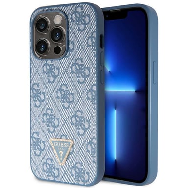 Custodia Guess 4G Logo Triangle Strass per Apple iPhone 15 Pro - Blu