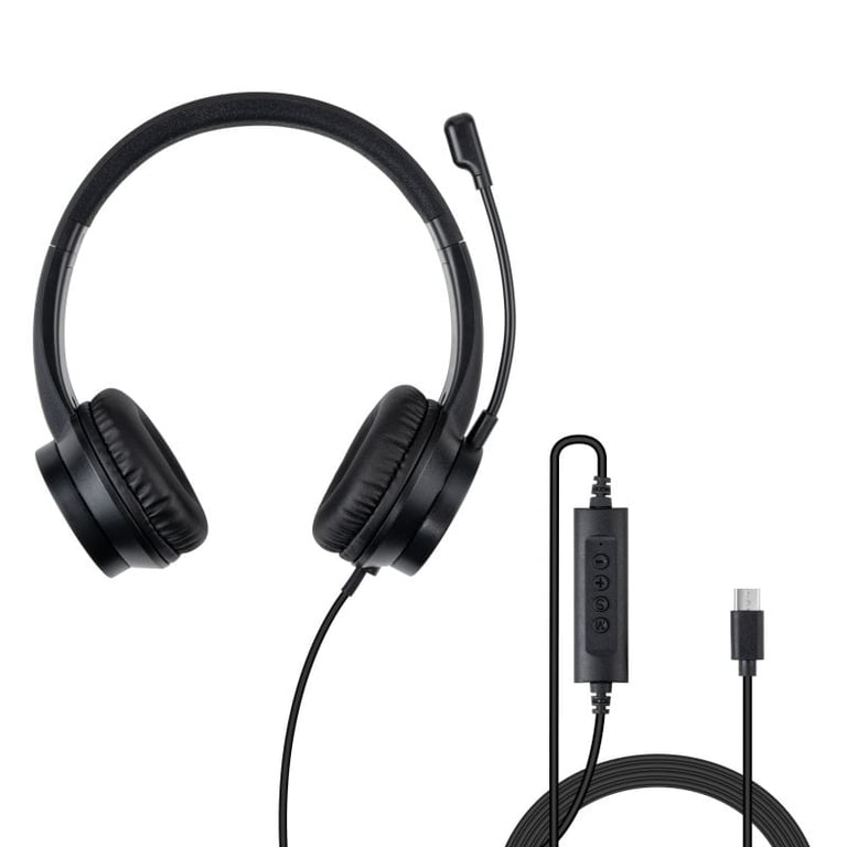 Casque de Bureau Lindy – Filaire, USB-C, Microphone Intégré - vue 2