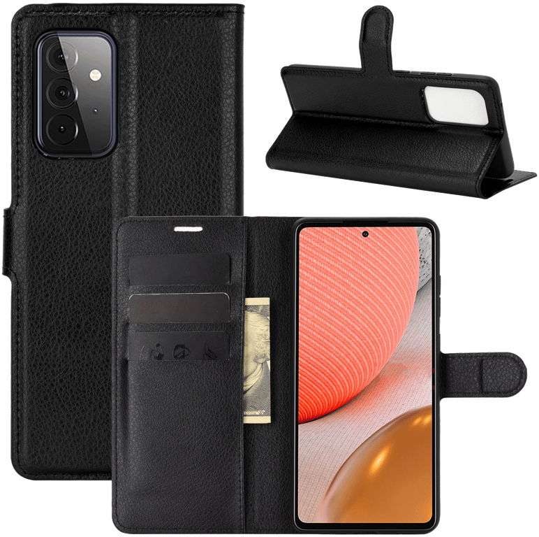 Portefeuille pour SAMSUNG Galaxy A72 Simili-cuir Rabat Protection (NOIR)