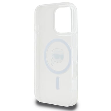 Étui Karl Lagerfeld pour iPhone 16 Pro Max 6.9'' blanc étui rigide IML Metal Karl Head MagSafe