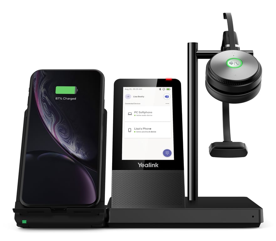 Yealink WH66 Mono Teams Systèmes de conférences audio personnelle Sans fil Arceau Bureau/Centre d'appels USB Type-A Bluetooth Socle de chargement Noir - Neuf