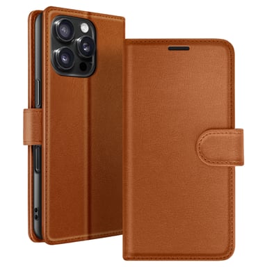 Zanaé Funda tipo cartera para iPhone 16 Pro Max con soporte y lengüeta magnética Marrón