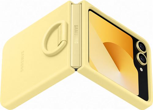 Coque en silicone avec anneau Samsung pour Samsung Galaxy Z Flip6, Jaune - Neuf