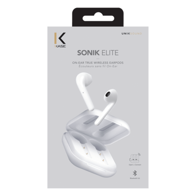 Écouteurs sans fil Sonik Elite On-Ear avec boîtier de chargement, Blanc bianco