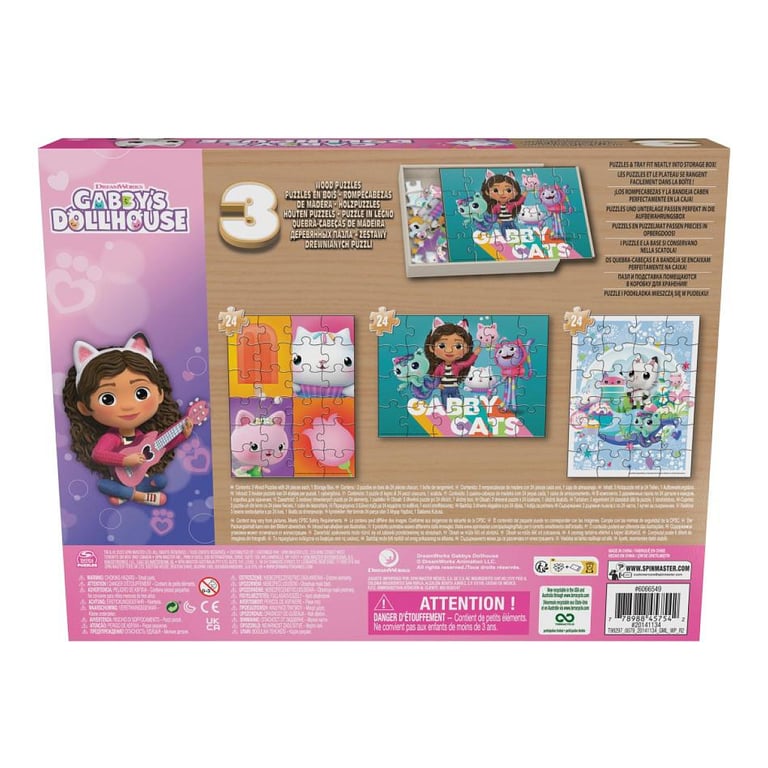Coffret de 3 Puzzles en Bois FSC Gabby et la Maison Magique Activité Éducative Neuf - vue 2
