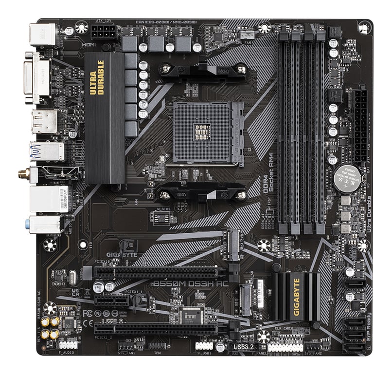 Gigabyte B550M DS3H AC - vue 3