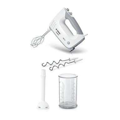 Batteur Bosch - MFQ36440 - 450 W - 5 vitesses - 2 fouets / 2 crochets pétrisseurs inox - Bol gradué avec couvercle - Blanc / G