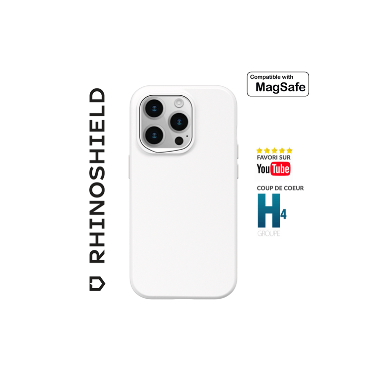 RhinoShield Coque Compatible avec [iPhone 15 Pro]   SolidSuit Compatible avec Magsafe - Coque Fine avec Technologie d'absorption des Chocs et Finition Premium Mate - Blanc