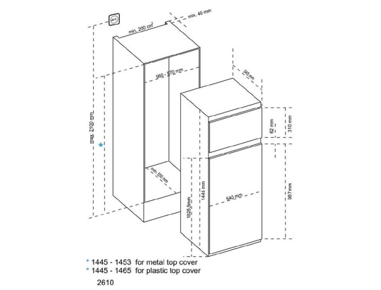 Réfrigérateur congélateur encastrable TKR2D210BIE 210 litres Less Frost Glissières - vue 6