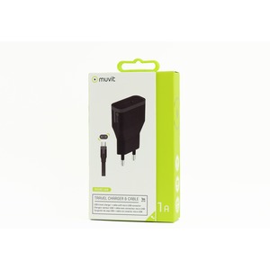 Tab Pack Chargeur Secteur 1Usb +Cable 1A Usb/Micro-Usb 1M Noir