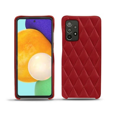 Coque cuir Samsung Galaxy A52 - Coque arrière - Rouge - Cuir lisse couture