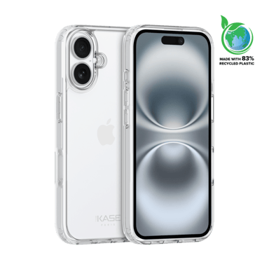 Guscio ibrido invisibile in plastica riciclata all'83% per Apple iPhone 16, trasparente