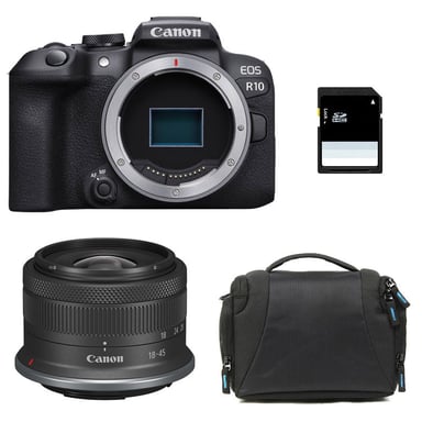 CANON EOS R10 + RF-S 18-45mm f/4.5-6.3 IS STM + Sac + Carte SD 8 Go