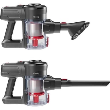 H.Koenig UP600 Aspirateur balai Batterie Sec Cyclonique Sans sac 0,8 L Noir, Rouge 2,2 Ah