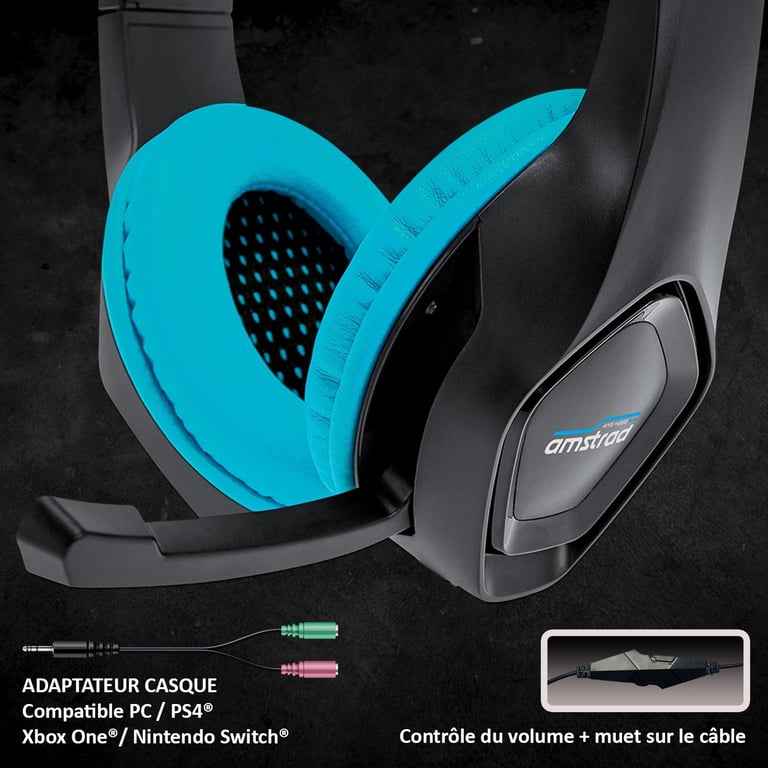 Casque Pro Gamer Amstrad AMS H888 – 40mm Power Bass avec Micro Intégré - vue 2