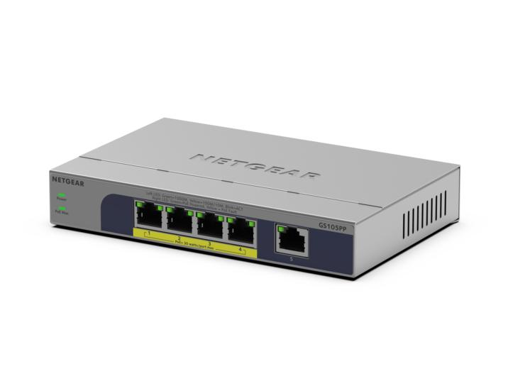 NETGEAR GS105PP Commutateur non géré 1 x 101001000 + 4 x 101001000 PoE+ de bureau fixation murale PoE+ - vue 6