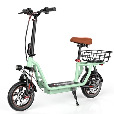 iScooter i12 Monopattino elettrico con sedile per adulti, 500 W 12'' Doppie sospensioni Commuter EScooter con cestino-Verde