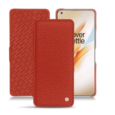 Housse cuir OnePlus 8 Pro -  - Orange - Cuir grainé