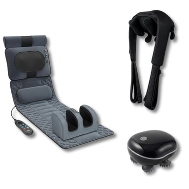 Coffret Massage Pro Intégral – Matelas Massant, Shiatsu Chauffant & Masseur Corps 3D, Détente Nuque, Dos & Corps Entier