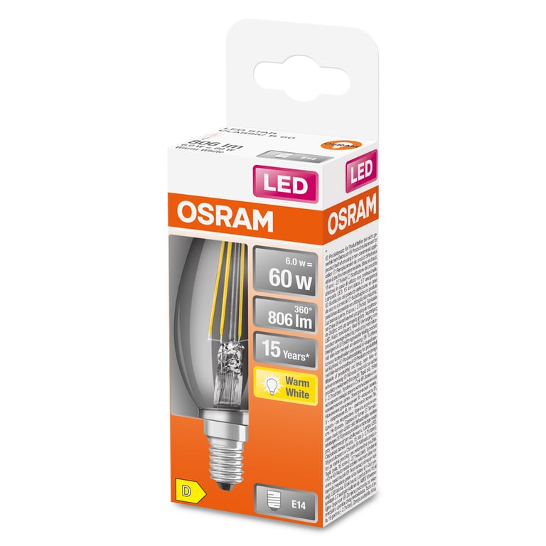 OSRAM LED flamme filament E14 806lm chaud - vue 4