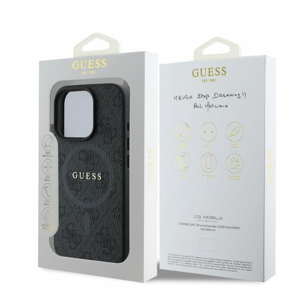 Guess Étui pour iPhone 16 Pro 6.3 noir étui rigide 4G Ring Classic Logo MagSafe - vue 3