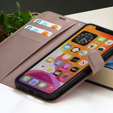 Zanaé Funda tipo cartera para iPhone 11 con soporte y lengüeta magnética Topo