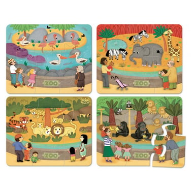 Ensemble de 4 Puzzles en Bois de 6 Pièces sur le Thème des Animaux du Zoo