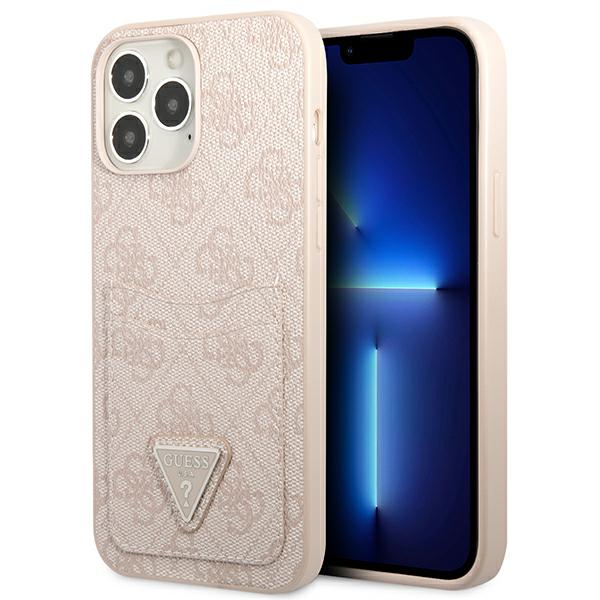 Guess Étui Rigide Pour Iphone 13 13 Pro 6.1 Avec Logo Triangle Et Poche Pour Cartes