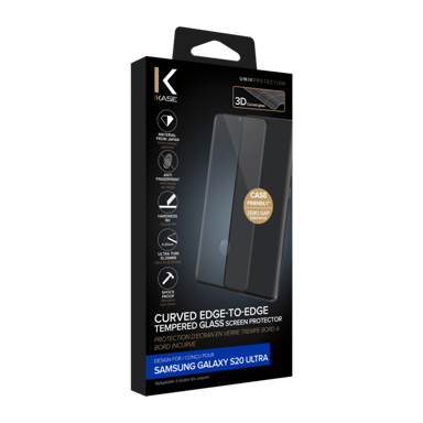 Protector de pantalla de cristal templado de borde a borde para Samsung Galaxy S20 Ultra, Negro