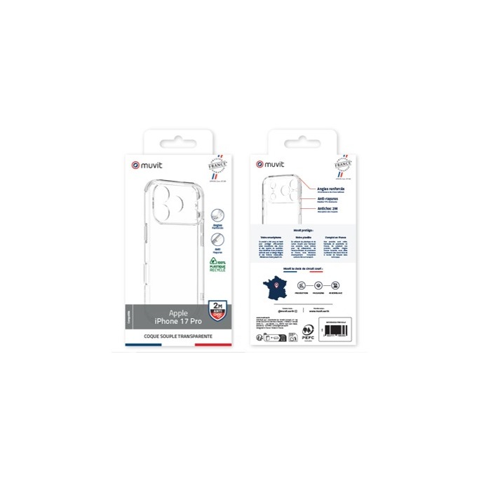 Coque transparente Muvit For France 2M recyclée pour iPhone 17 Pro - vue 4