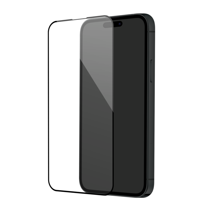 Verre Trempé iPhone 15 et 15 Pro Anti-rayures - Contour Noir - Français