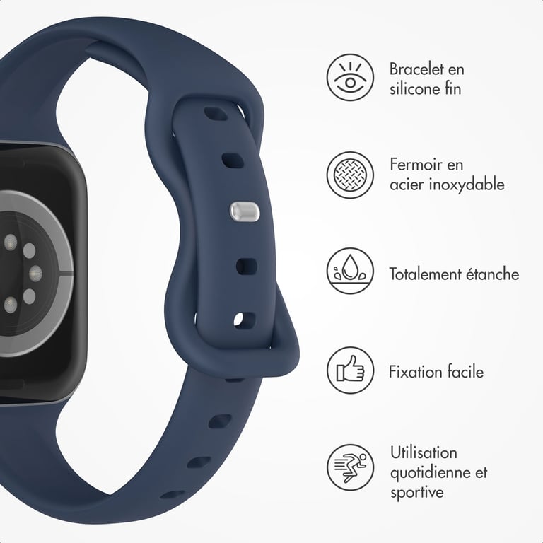 imoshion Bracelet slim en silicone pour Apple Watch | 38/40/41/42 mm - Navy Blue - Neuf