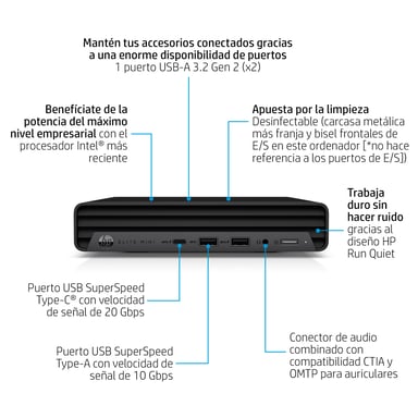 HP Elite Mini 800 G9 Intel® Core™ i5 i5-14500 16 Go DDR5-SDRAM 512 Go SSD Windows 11 Pro Mini PC Noir