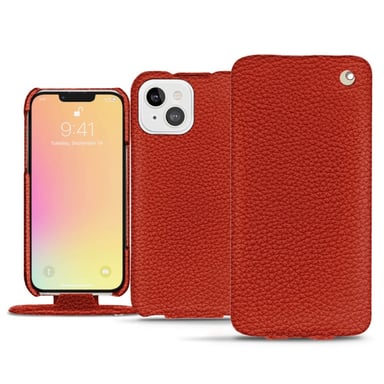 Housse cuir Apple iPhone 13 -  - Orange - Cuir grainé