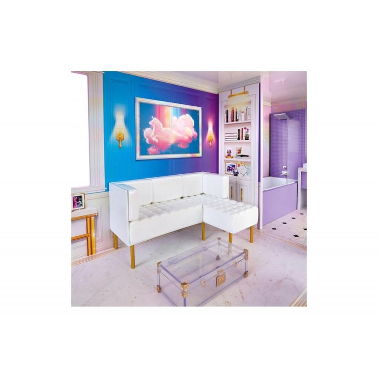 Rainbow High – Maison de poupée de 3 étages Hauteur : 120 cm Largeur : 90 cm Entièrement meublée avec Baignoire Fonctionnelle Douche évier Ascenseur & + 50 Accessoires 6 à - vue 2